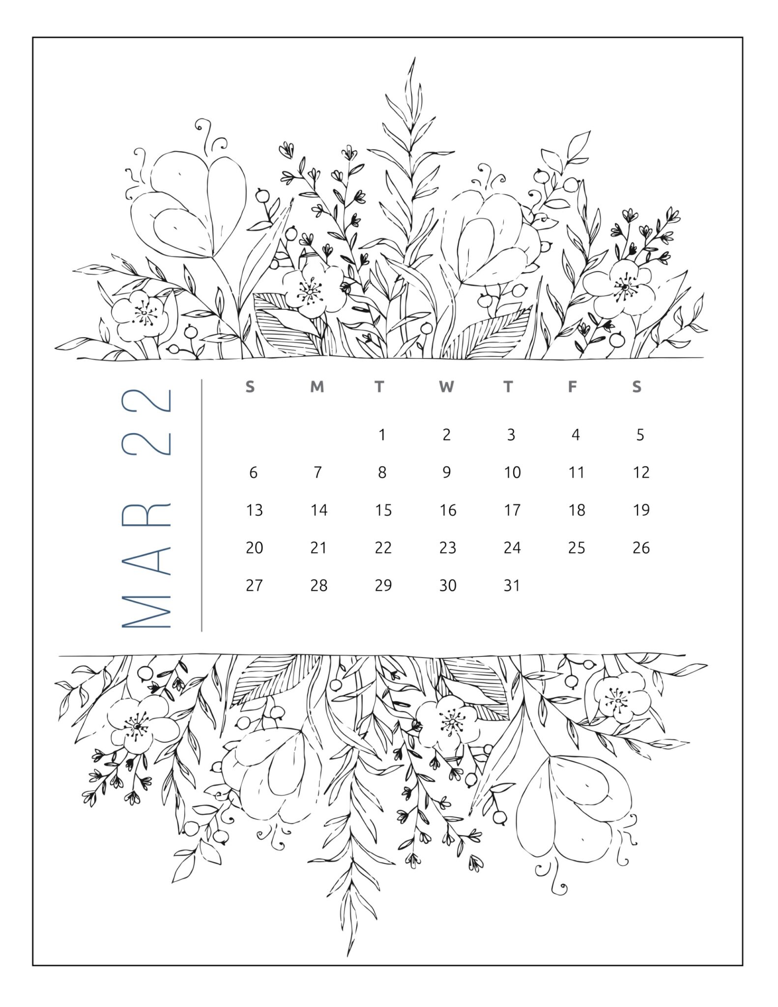 Free Printable March 2022 Calendars World of Printables