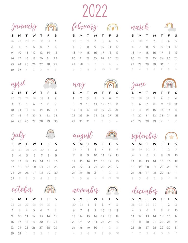 printable 2022 calendar one page world of printables