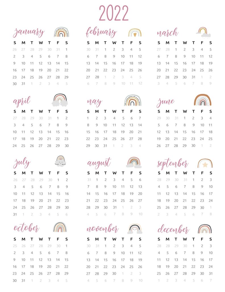 Printable 2022 Calendar One Page World Of Printables