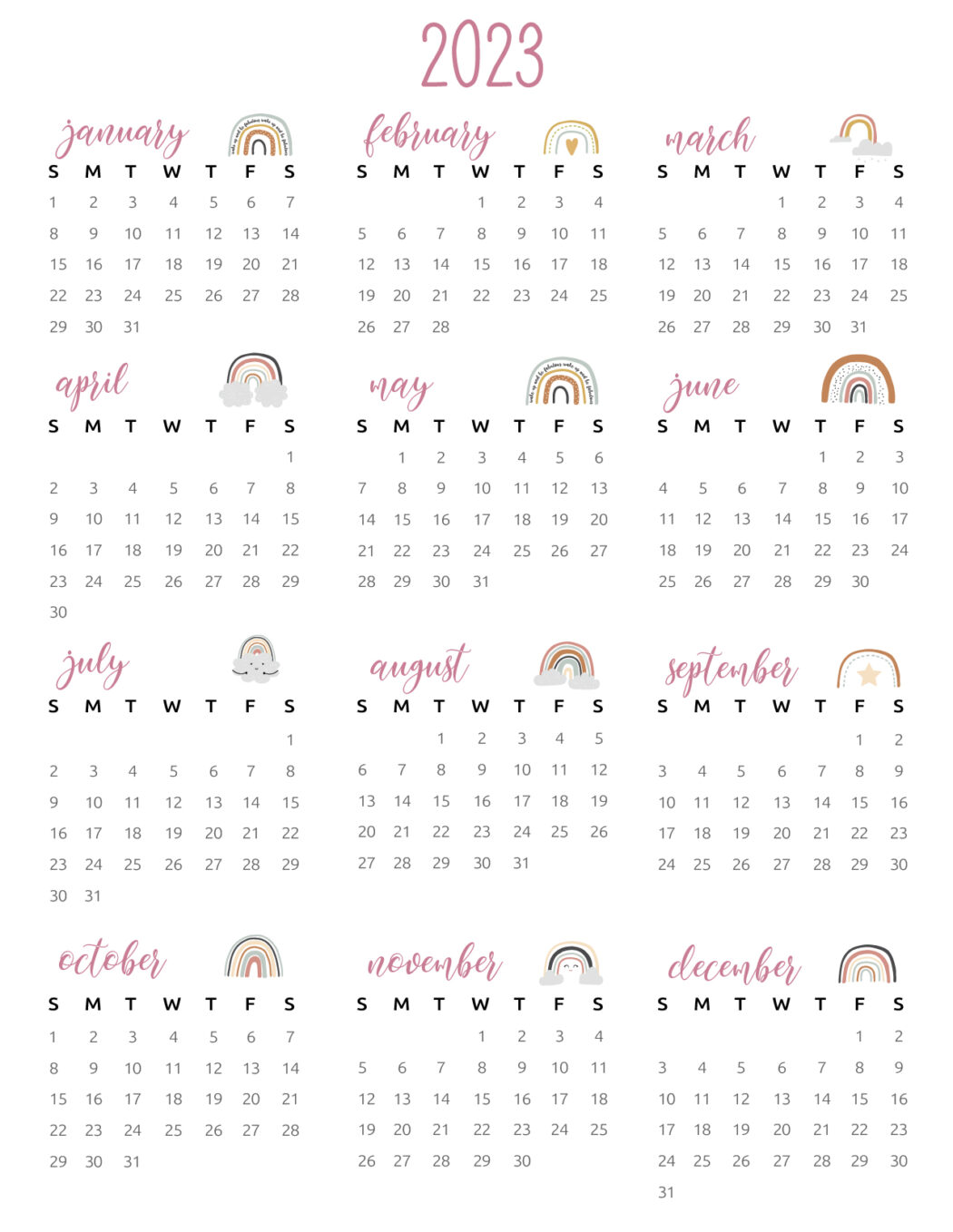 Cute 2023 Printable Calendar Printable Calendar 2023