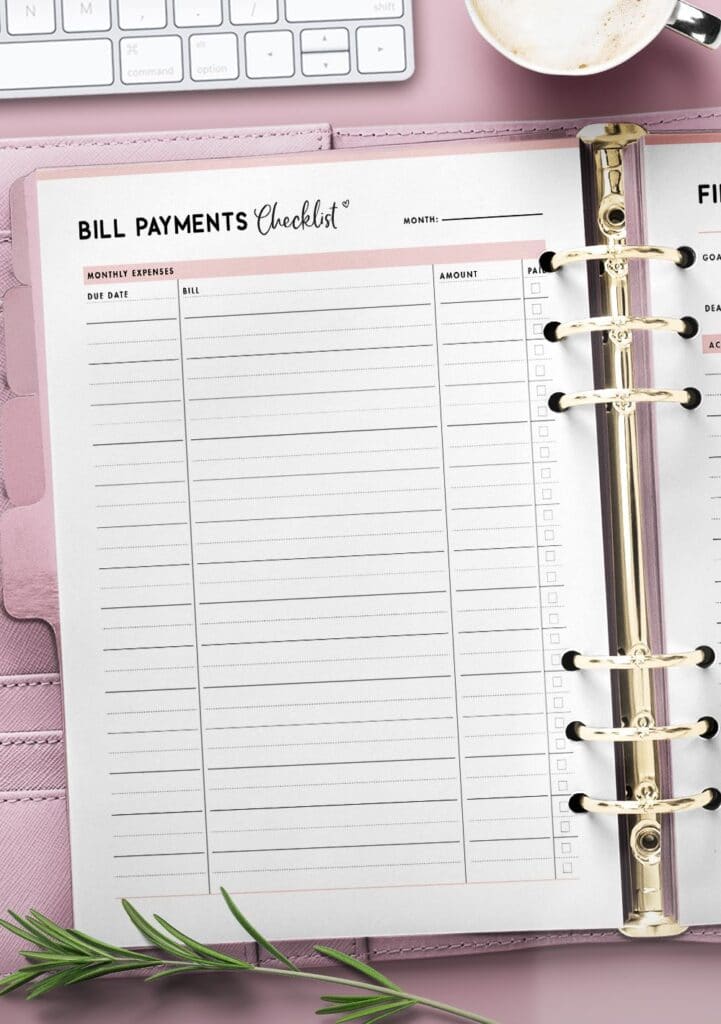 printable bill checklist