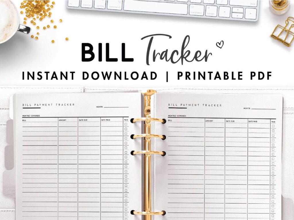 printable bill tracker