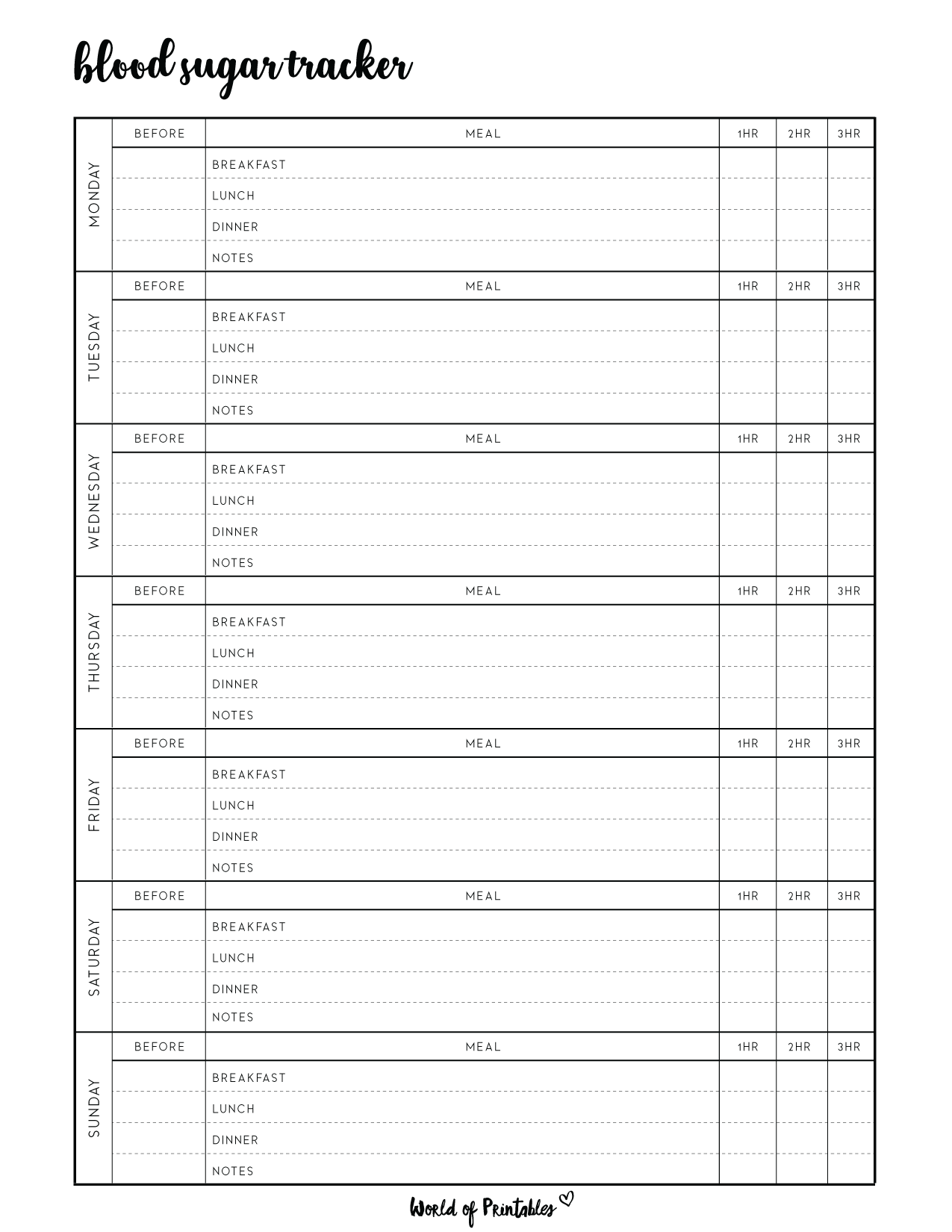 Large Print Monthly Free Printable Blood Sugar Log Sheet Printable 