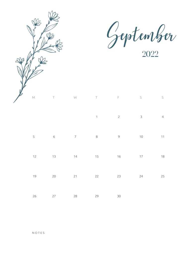 printable calendar september 2022