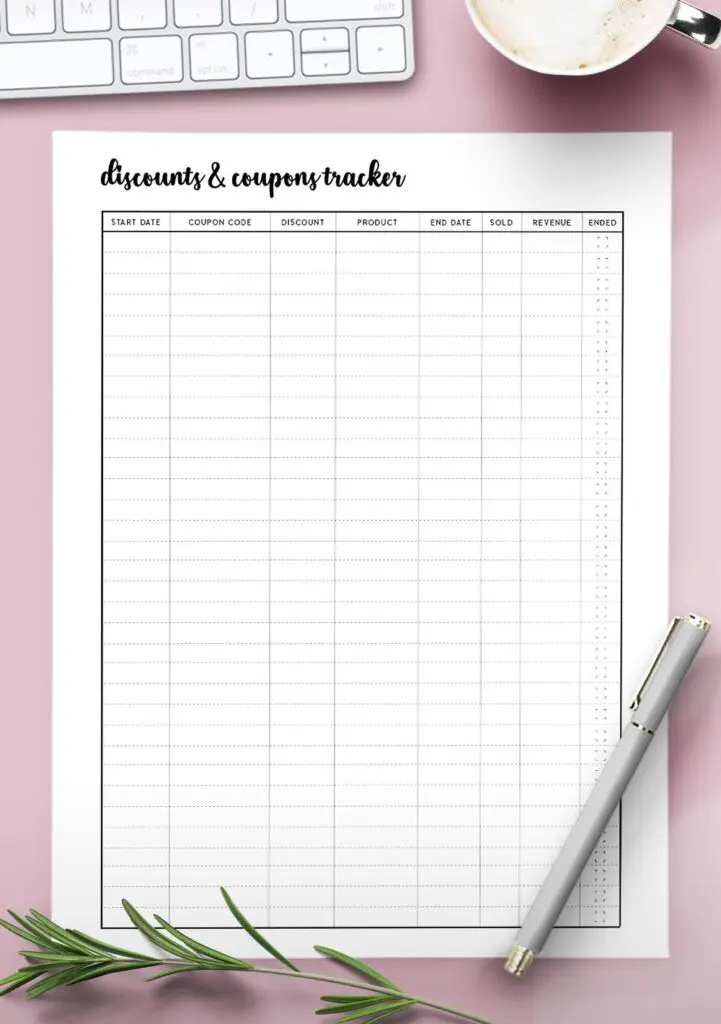 Discount Codes Tracker Printable Coupon Code Tracker Shop Discount Savings  Printable PDF A4 A5 Letter Half Letter -  UK