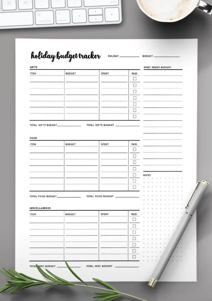 holiday budget planner template