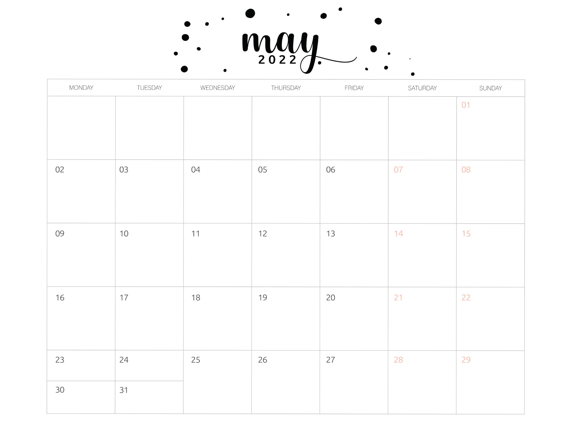 free printable may 2022 calendars world of printables