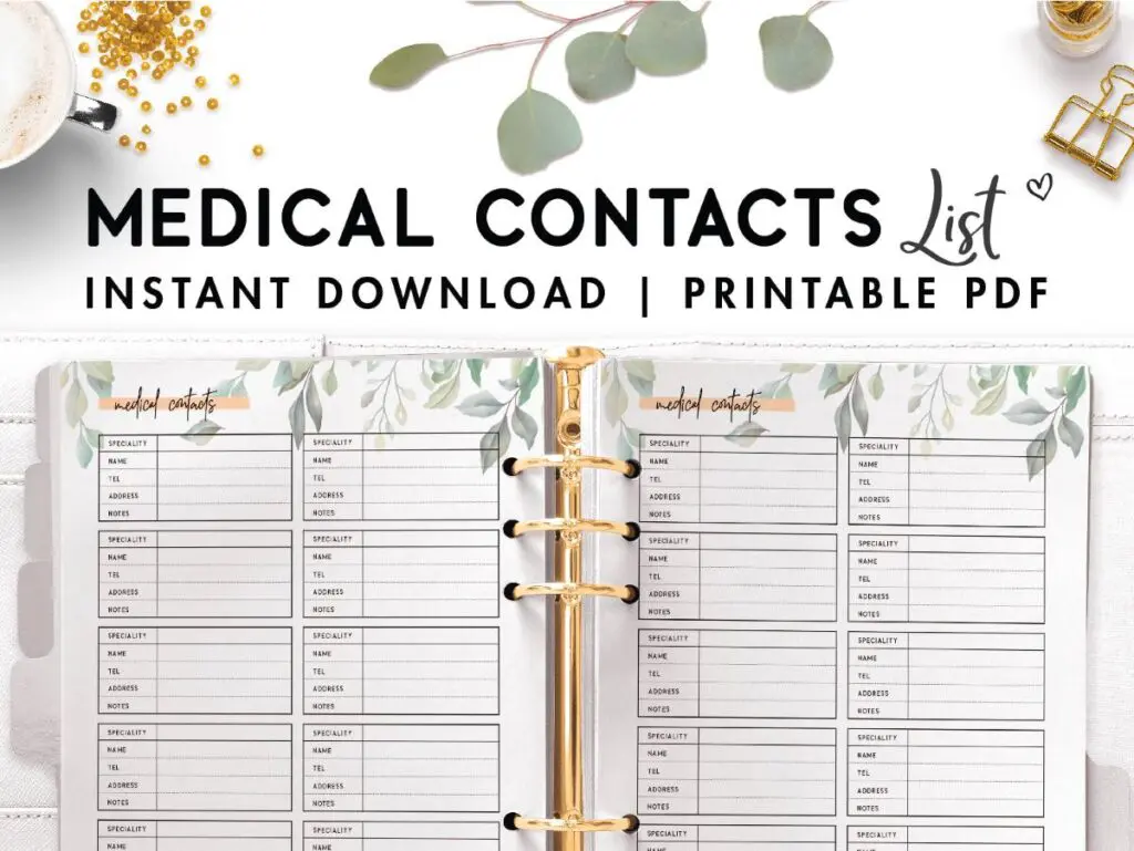 medical contacts list template