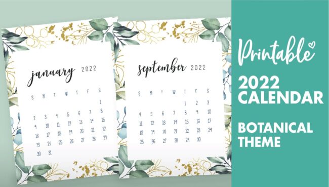 printable monthly calendar 2022