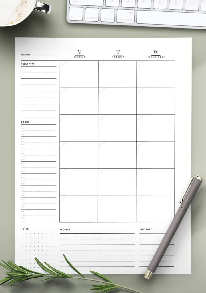 monthly planner printable