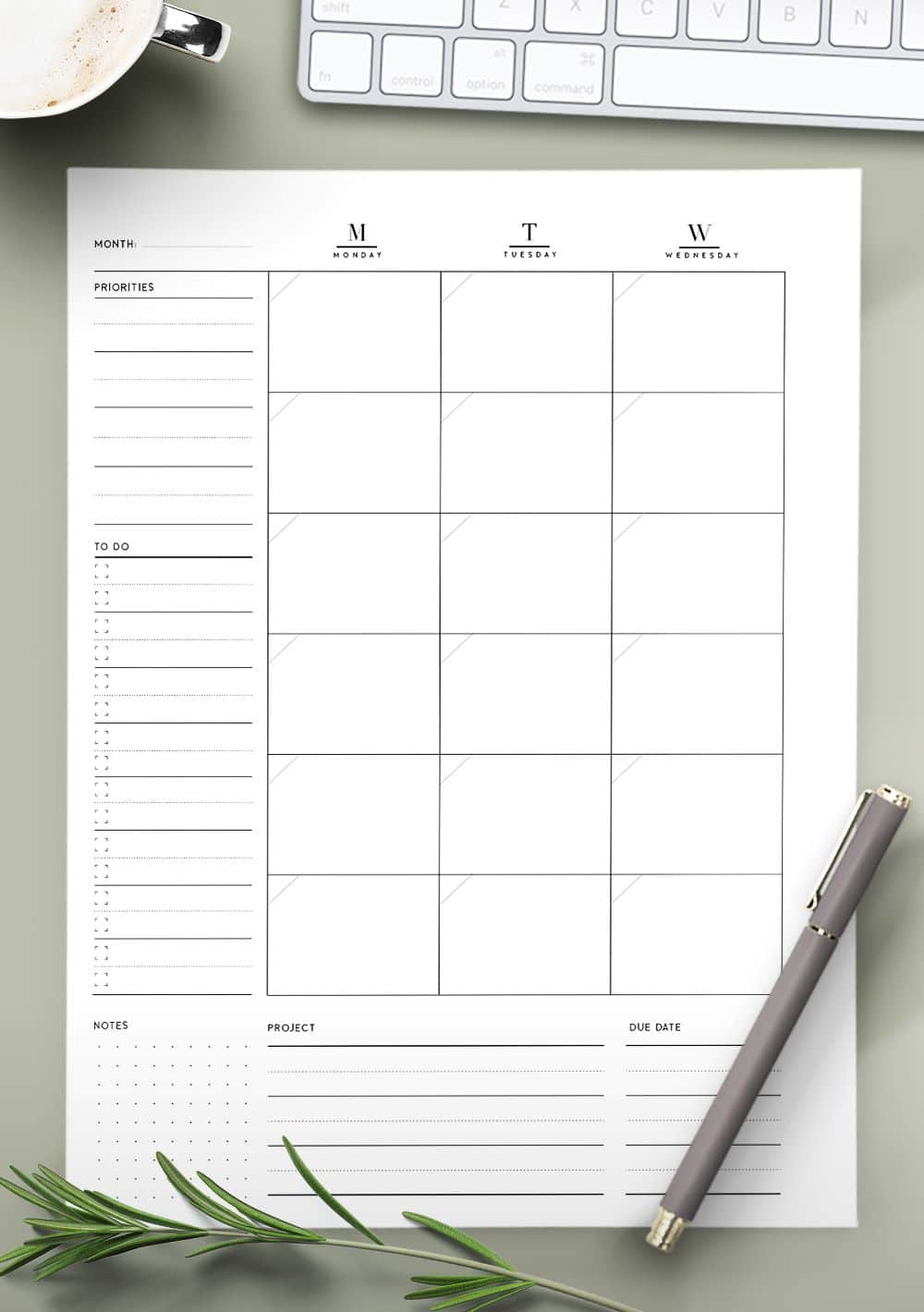 monthly business planner template