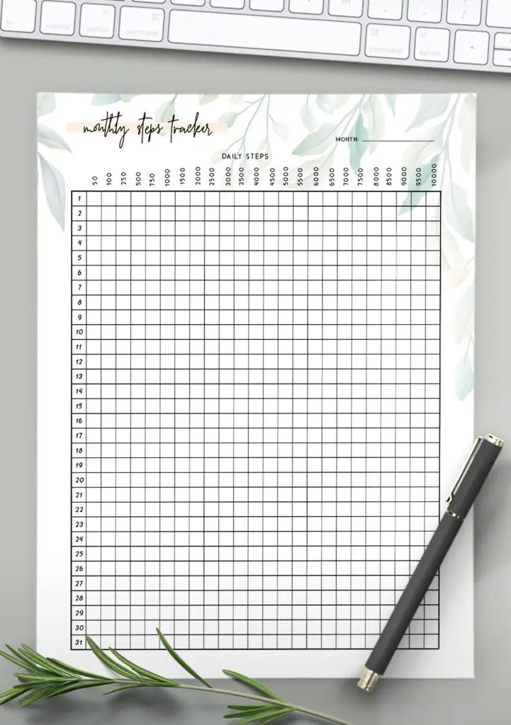 monthly steps tracker template