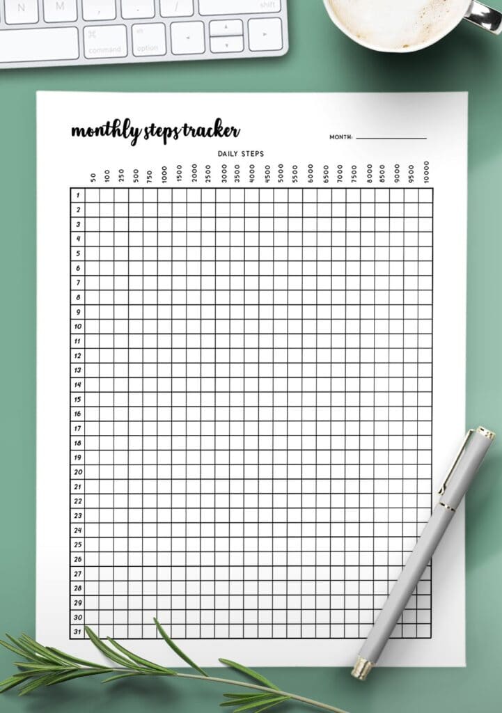 FREE Printable Monthly Steps Tracker Template World of Printables