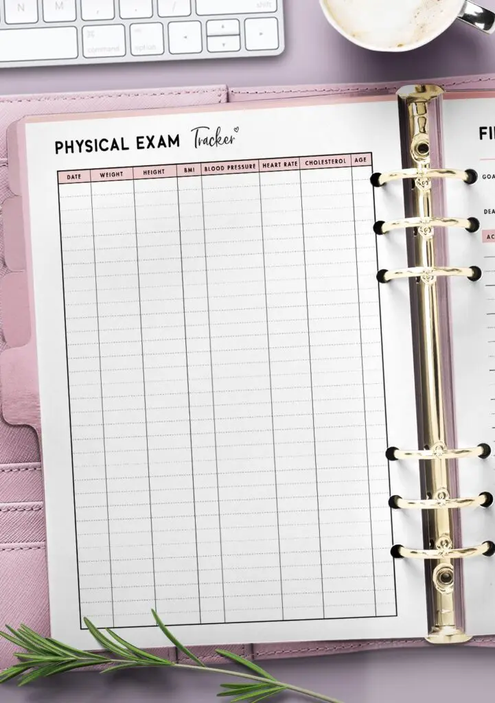 physical exam tracker template