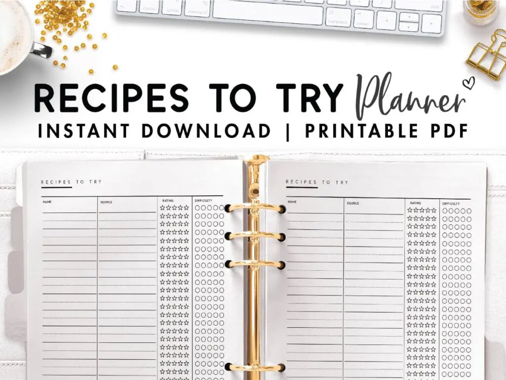 recipes to try planner