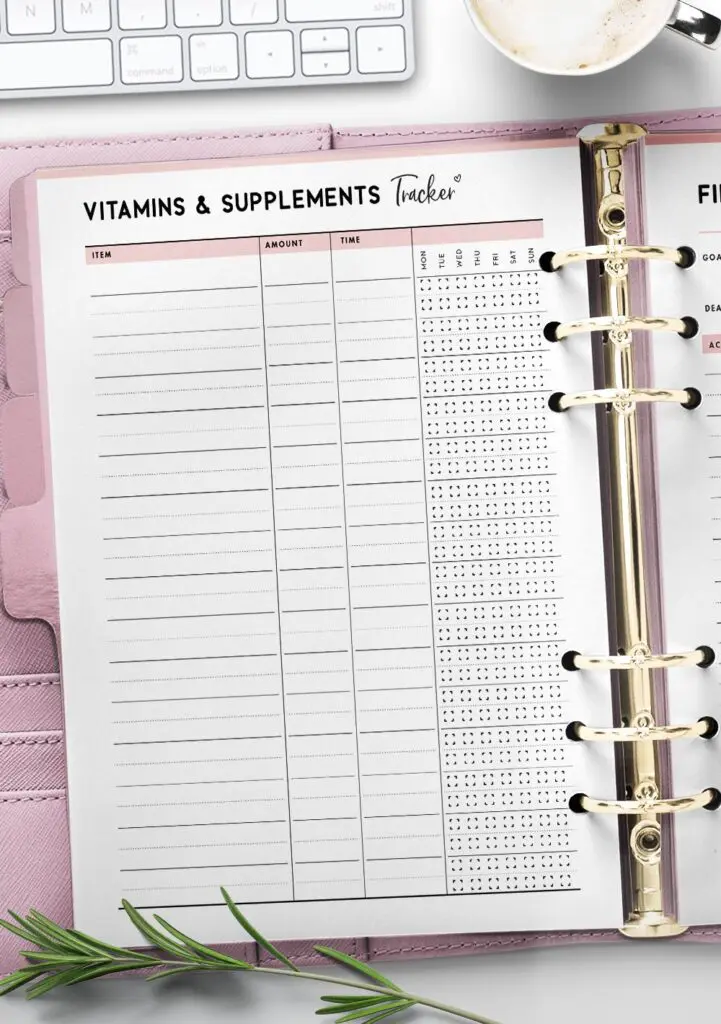 printable vitamins and supplements tracker