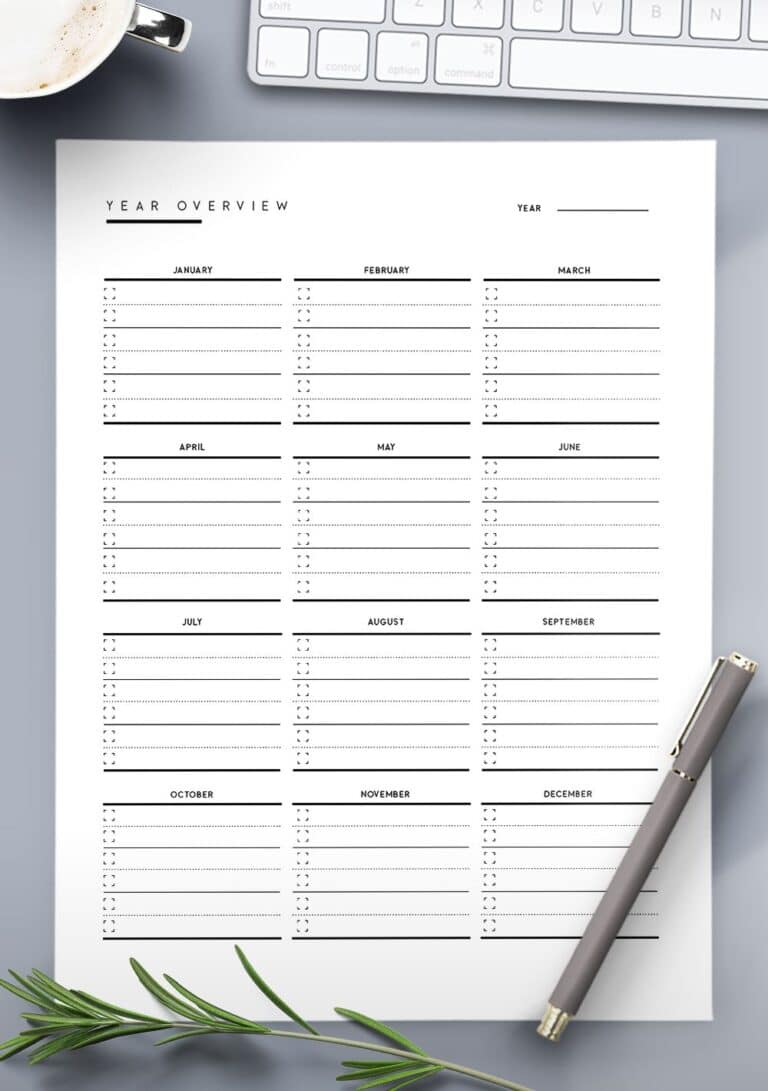 Download Printable Year Overview Template PDF - World of Printables