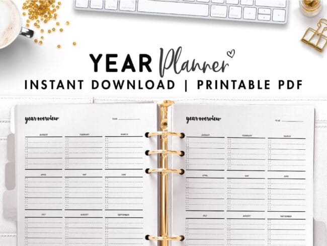printable year overview template