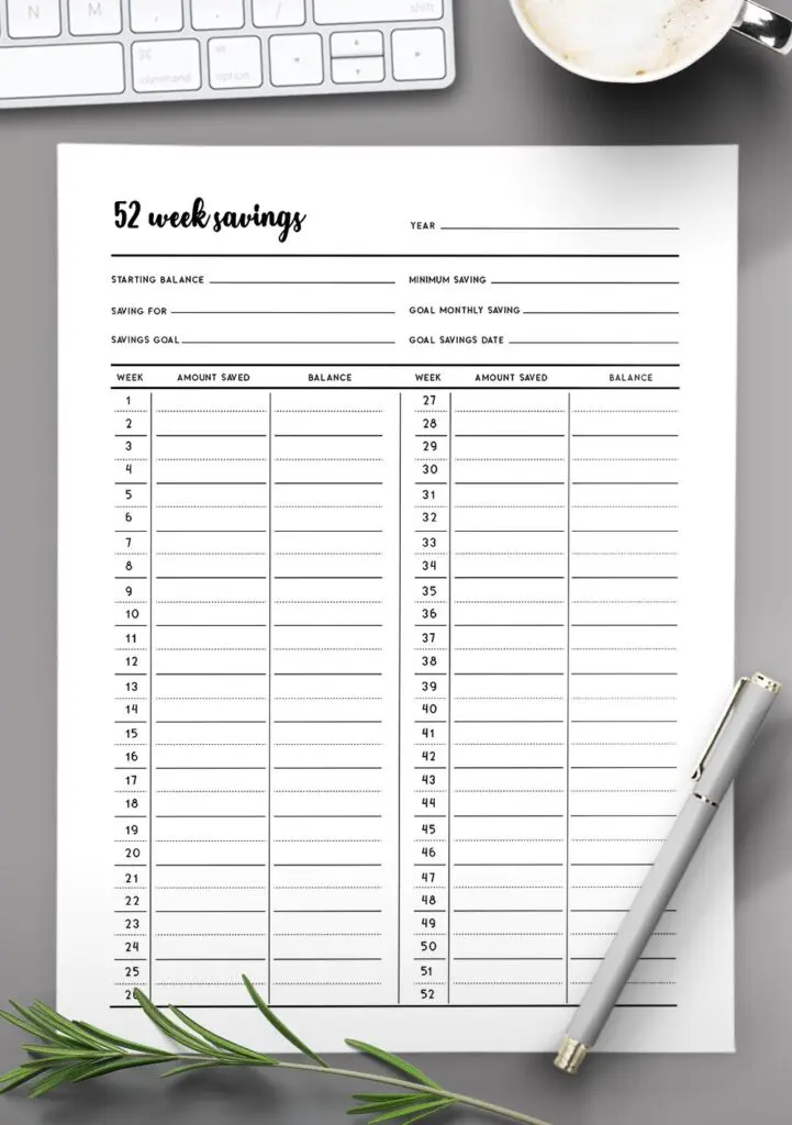 savings tracker template