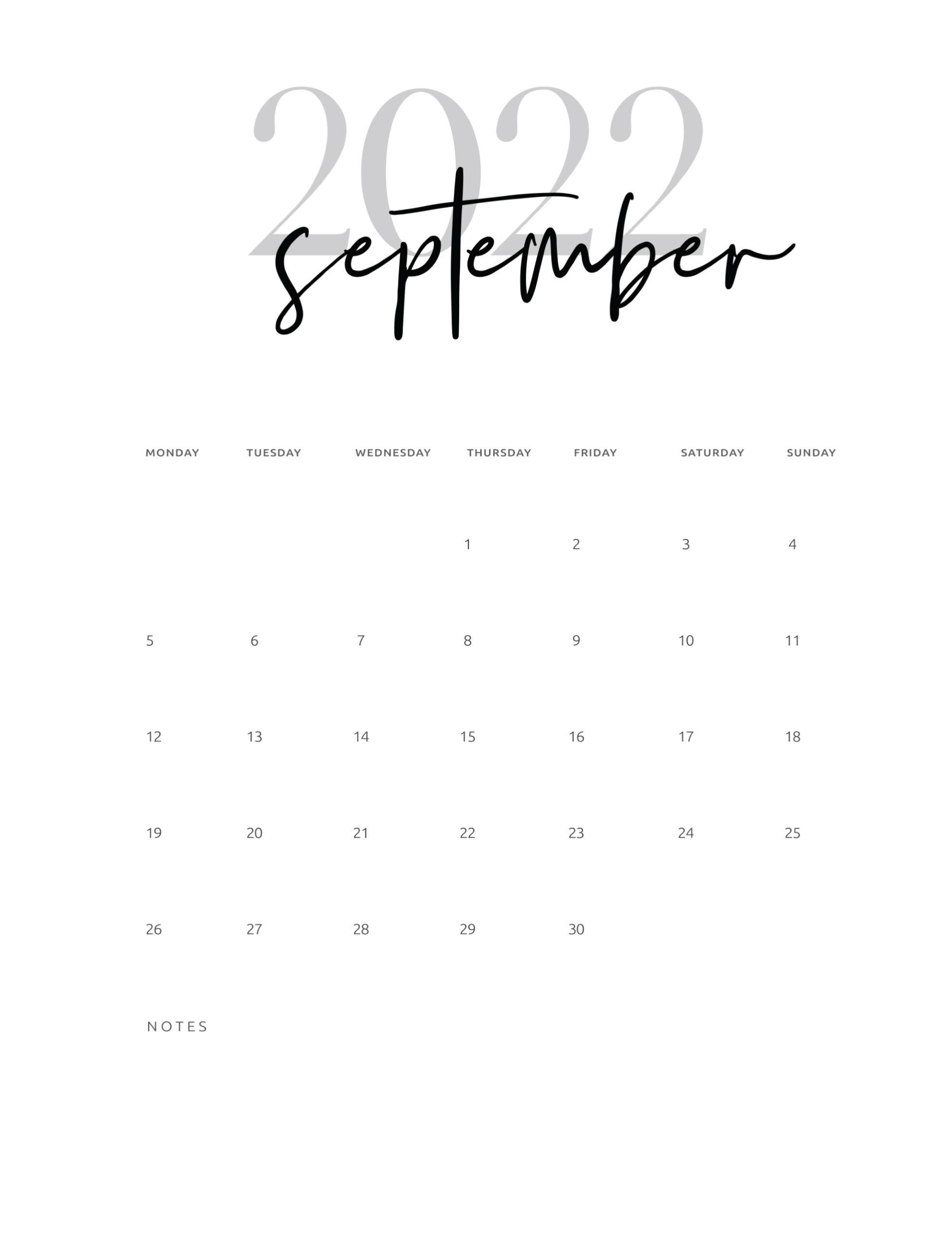 Free Printable September 2022 Calendars World Of Printables
