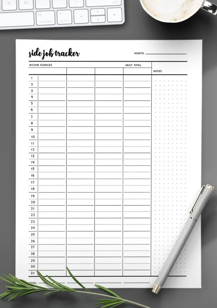 side hustle income tracker