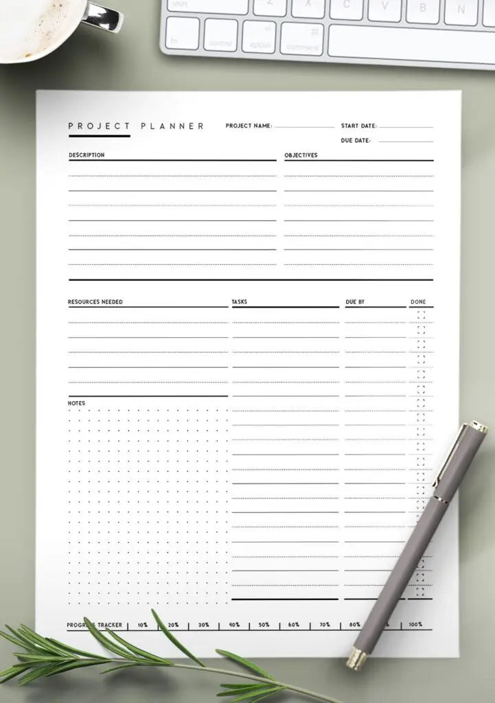 printable simple project plan