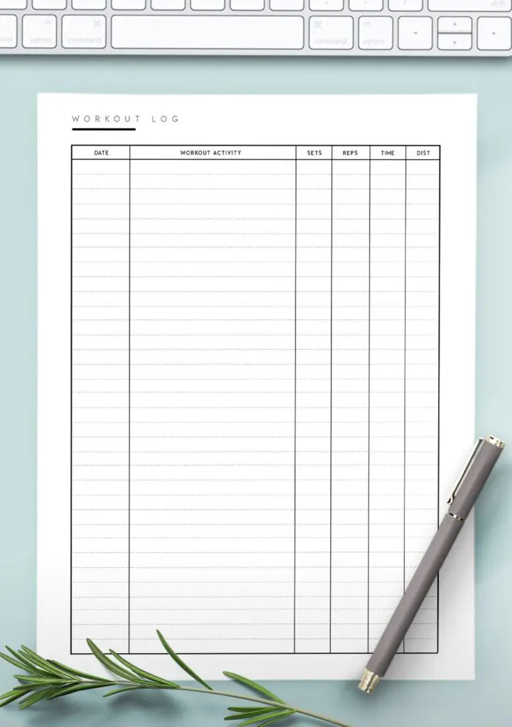 simple workout log template