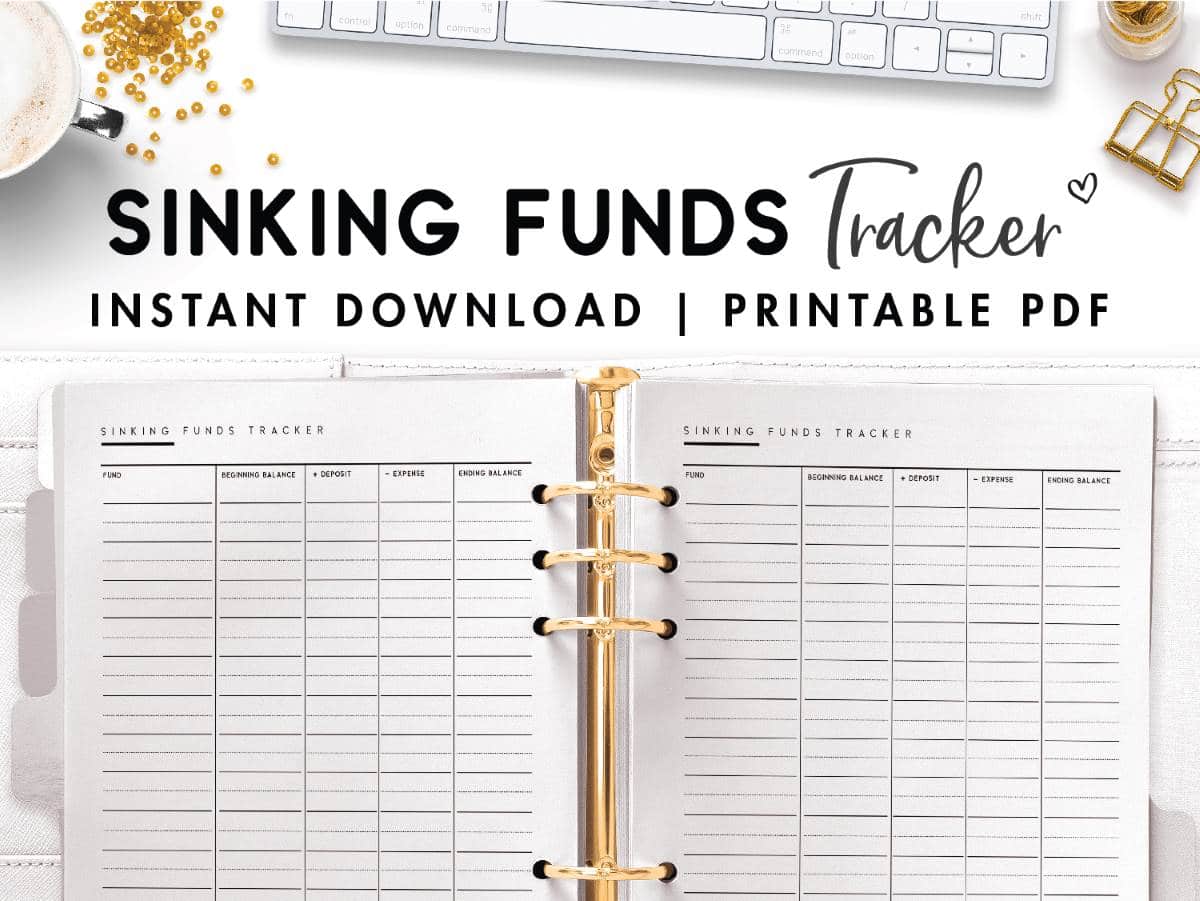 Sinking Funds Log Half-Letter Printable Planner Inserts Savings Tracker Organizer PDF Digital Download Financial Journal Template