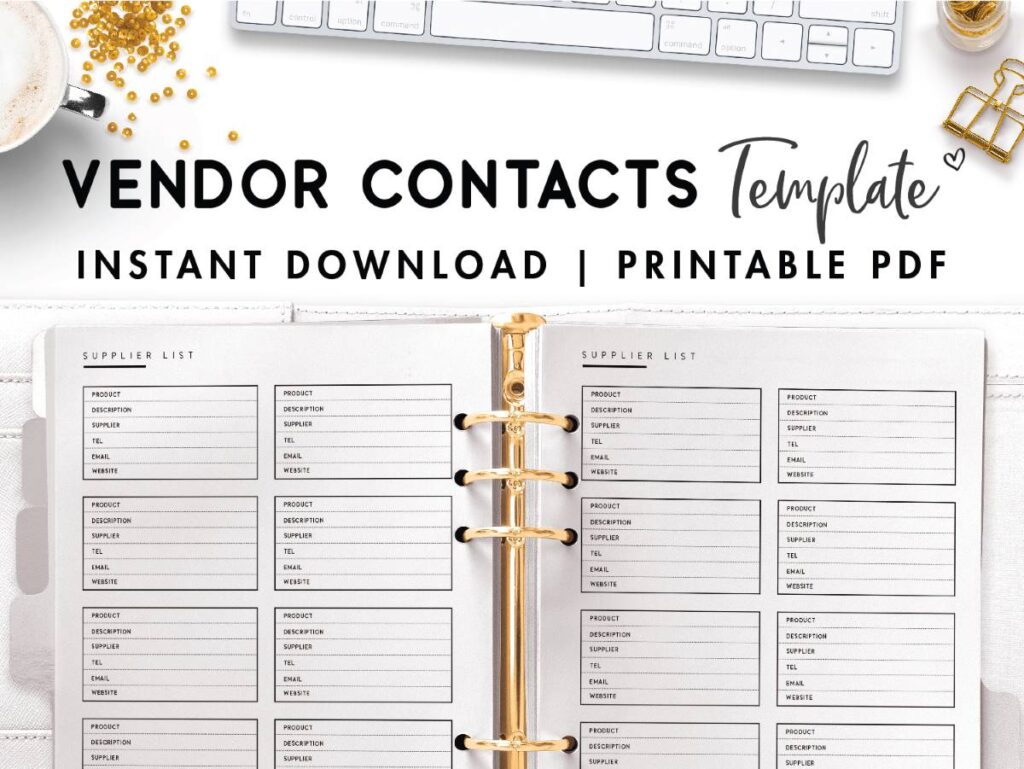 vendor contact list template