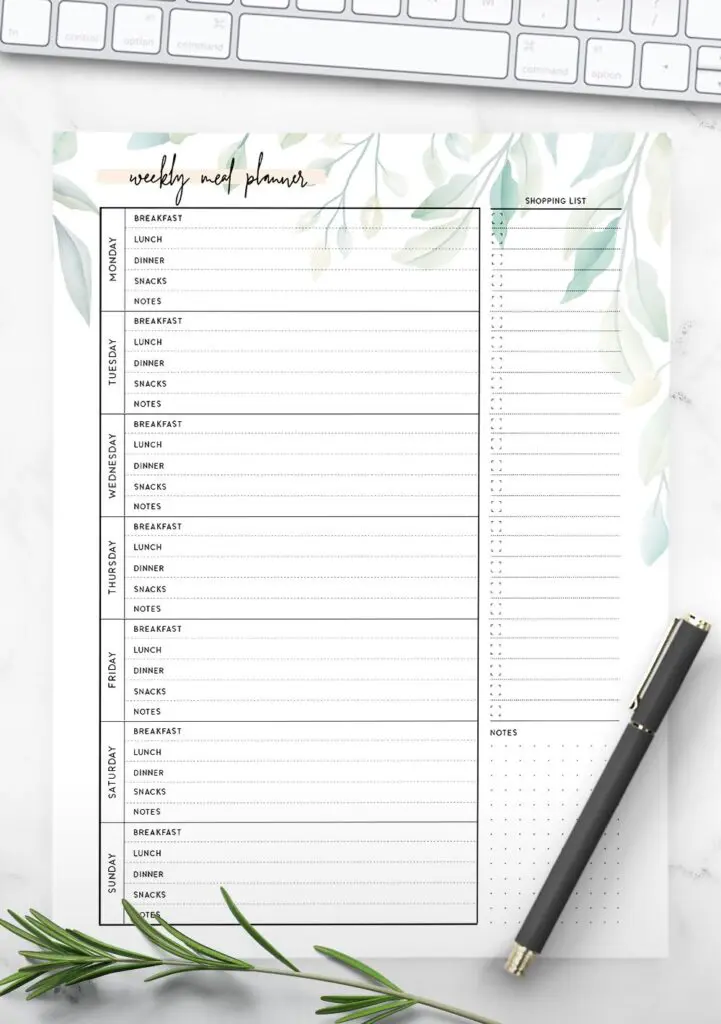 weekly meal planner