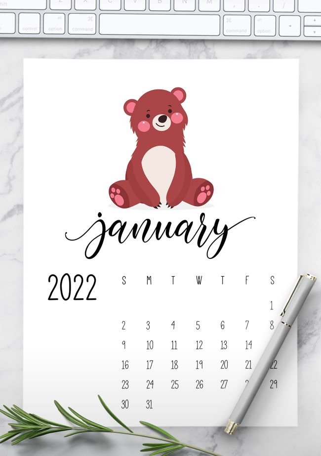 wildlife calendar 2022 printable