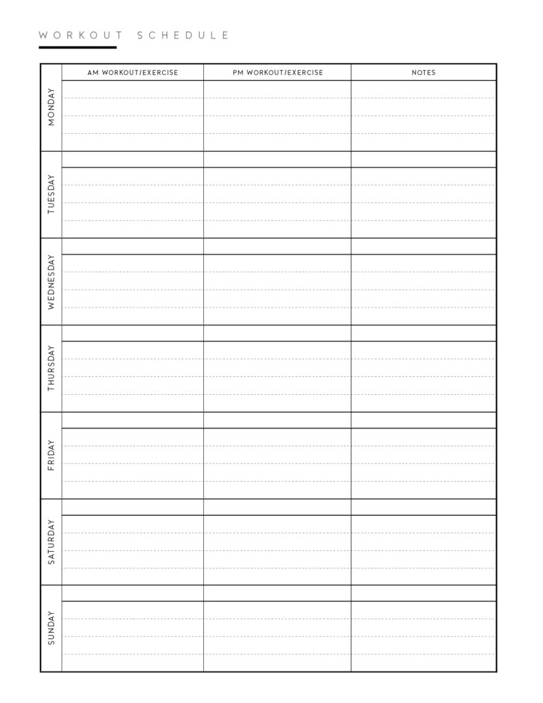 6 week work schedule template