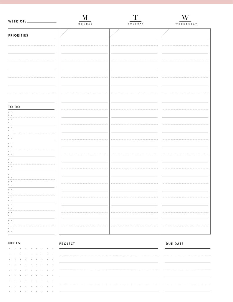 7 day weekly schedule template - page 1