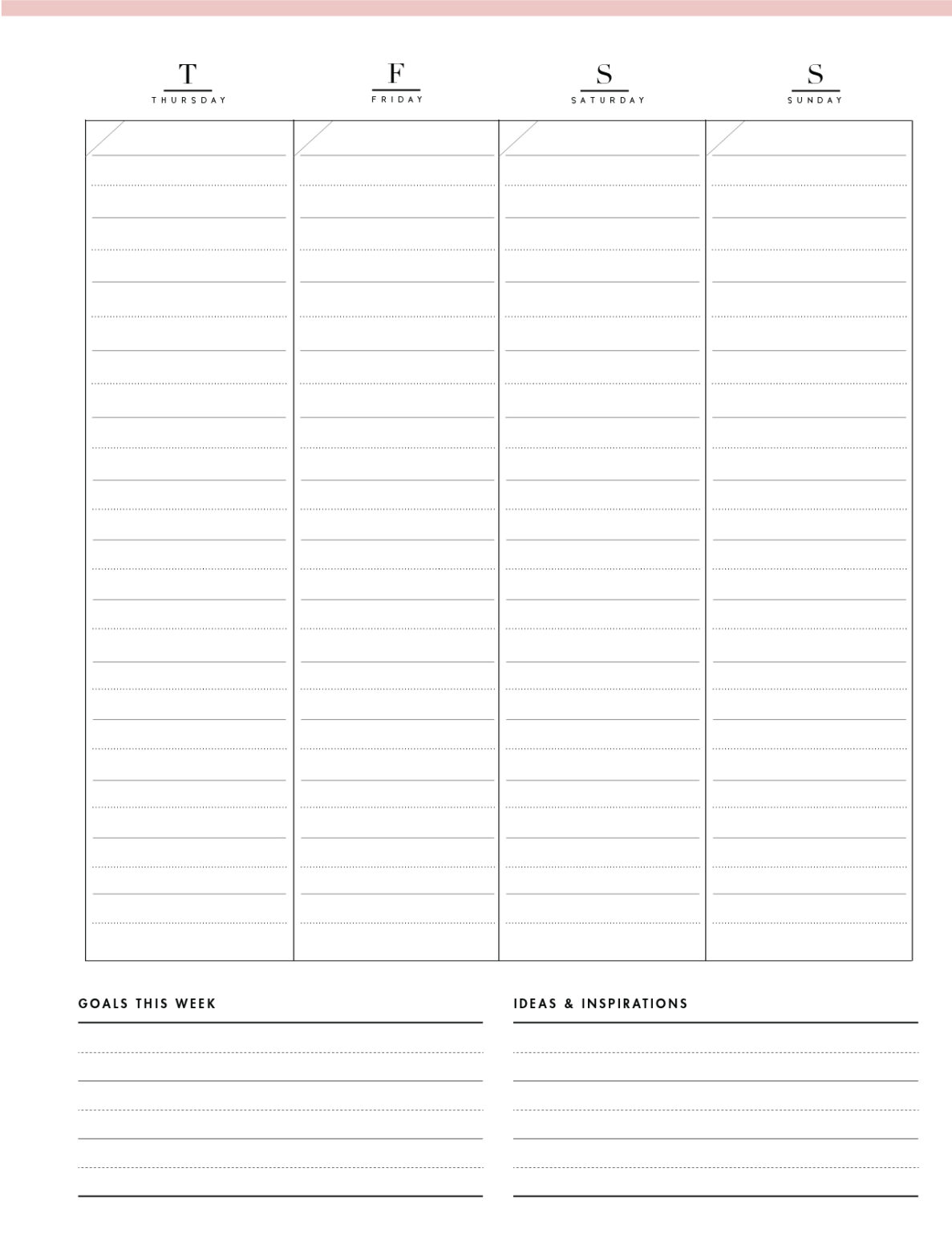 7 Day Weekly Schedule Template - World of Printables