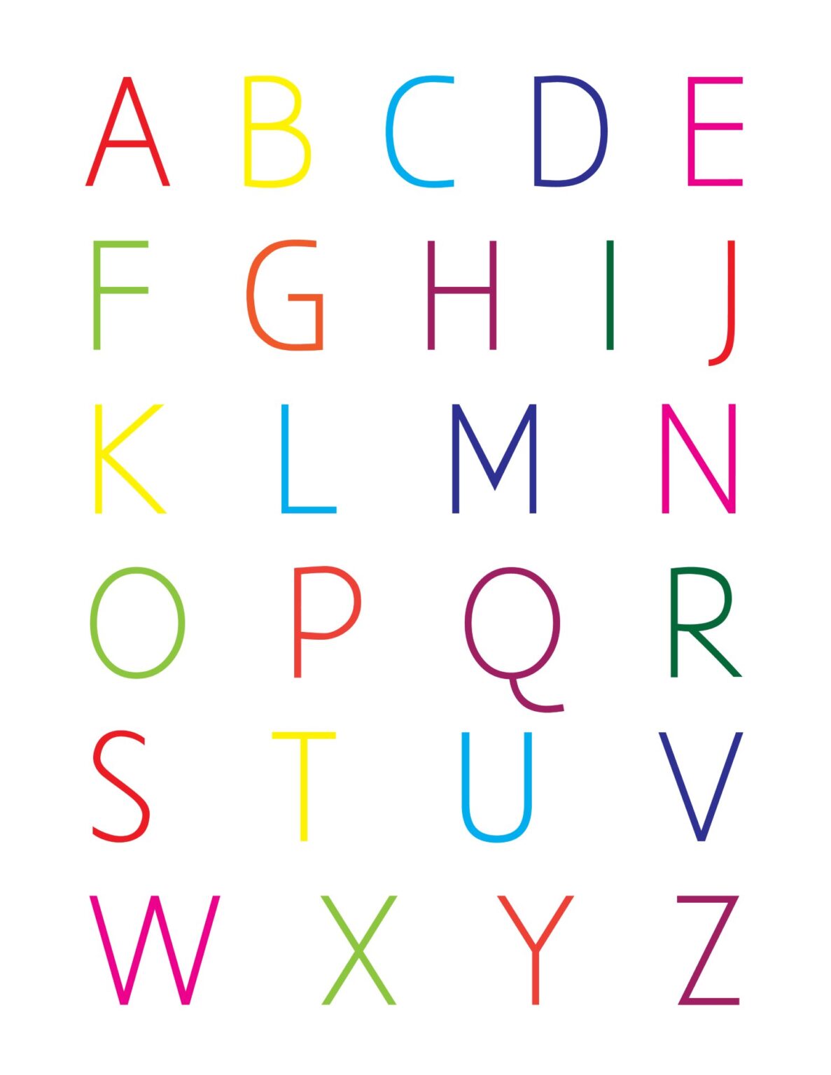 Free Printable Wall Art - Alphabet Colored Art Print - World of Printables