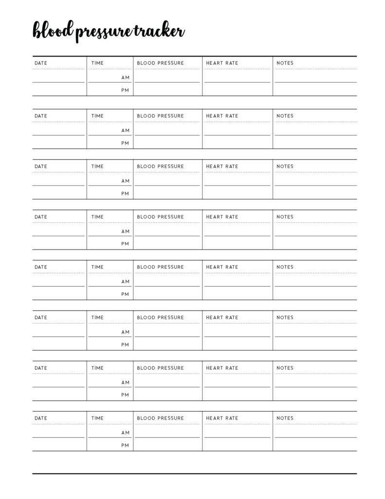 blood pressure tracker printable