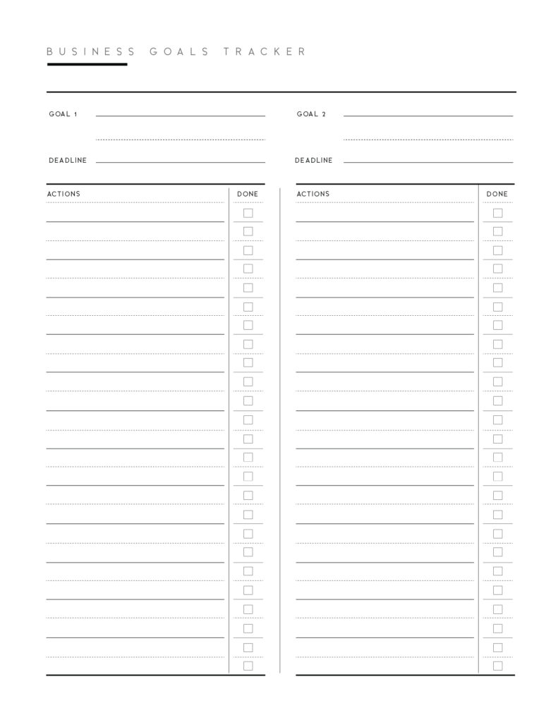 Business Goal Setting Worksheet Template