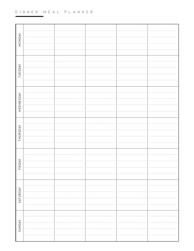 Dinner Meal Planner Template