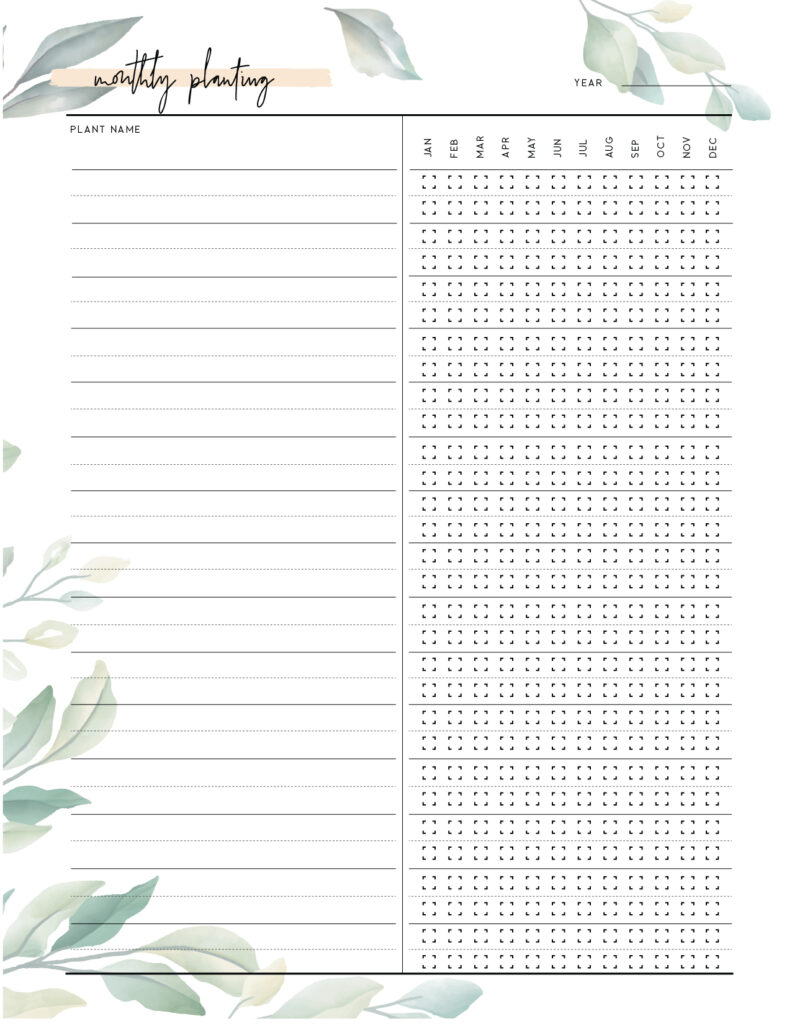 Download Free Garden Planner Printable