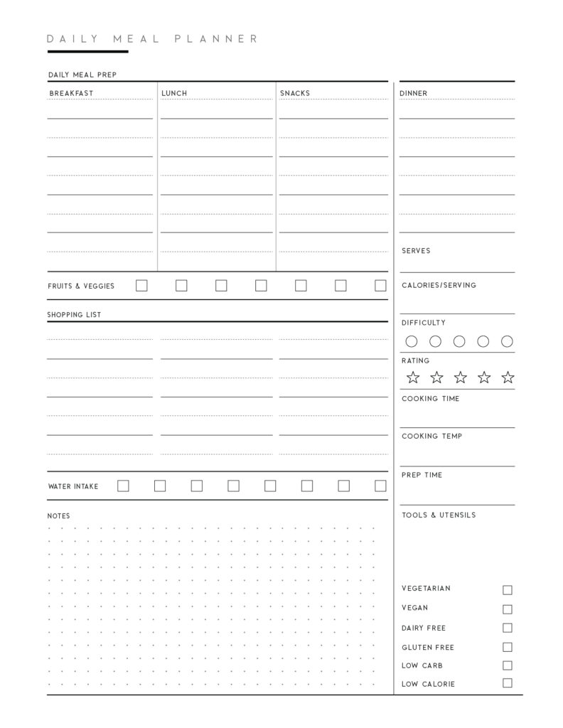 Free Meal Planner Template Printable