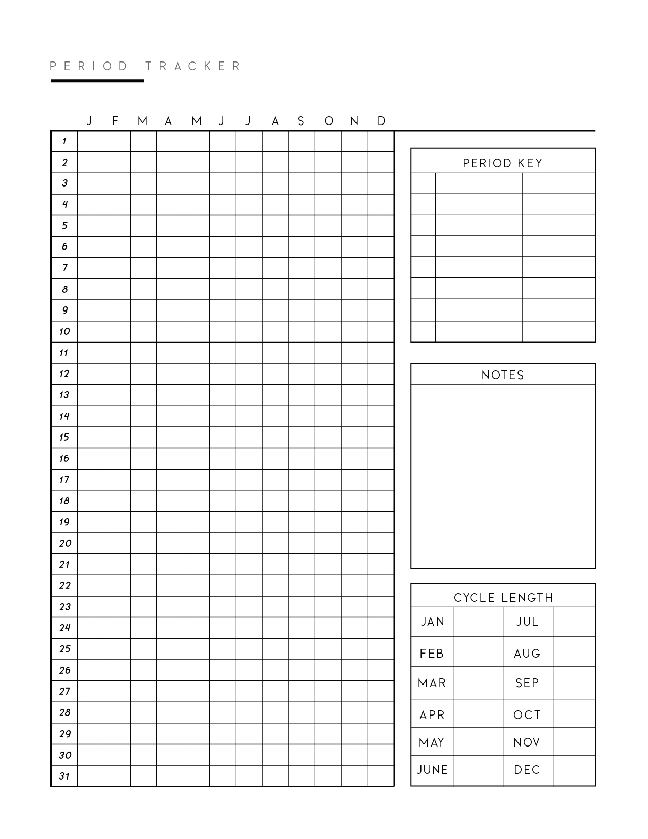 Printable Period Tracker Template World Of Printables