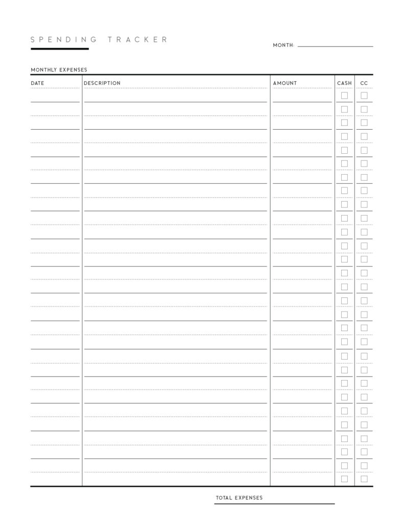 Download Printable Spending Tracker Template