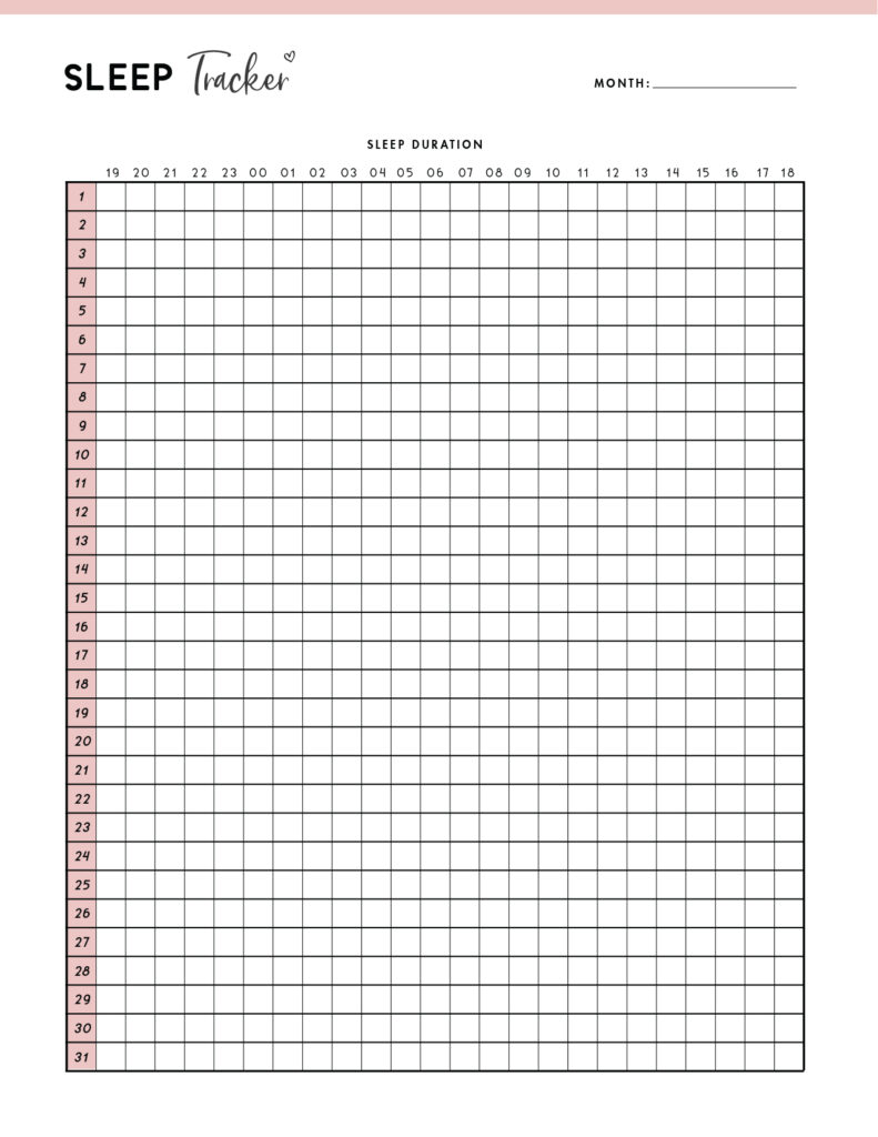 Sleep log printable template