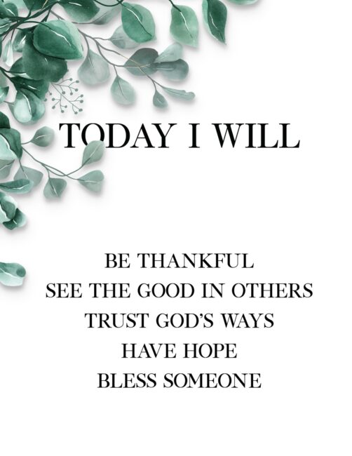 Today I Will Be Thankful - Free Printable Christian Wall Art