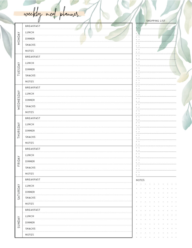 Download Weekly Meal Planner Template