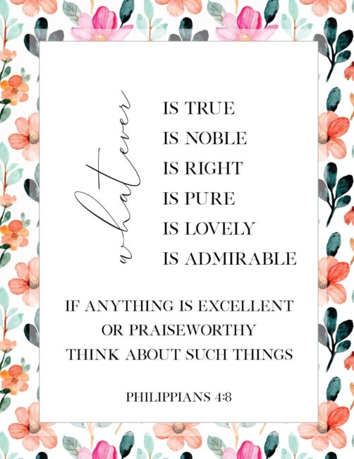 Whatever Is True - Free printable Bible Philippians Quote Wall Art Print
