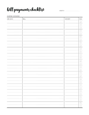 Free Printable Bill Pay Checklist - World of Printables