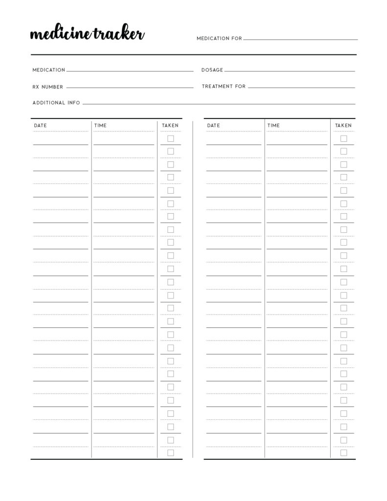 Free printable daily medication log template