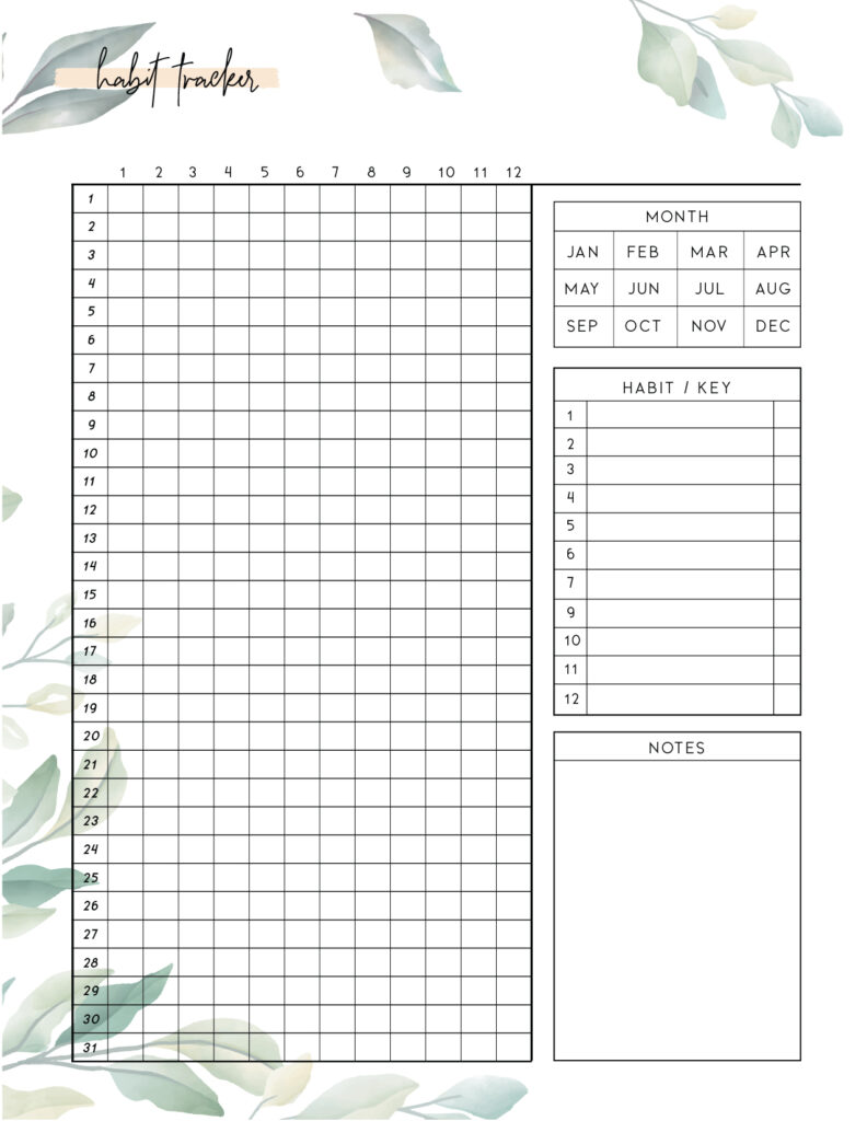 Download free printable habit tracker template