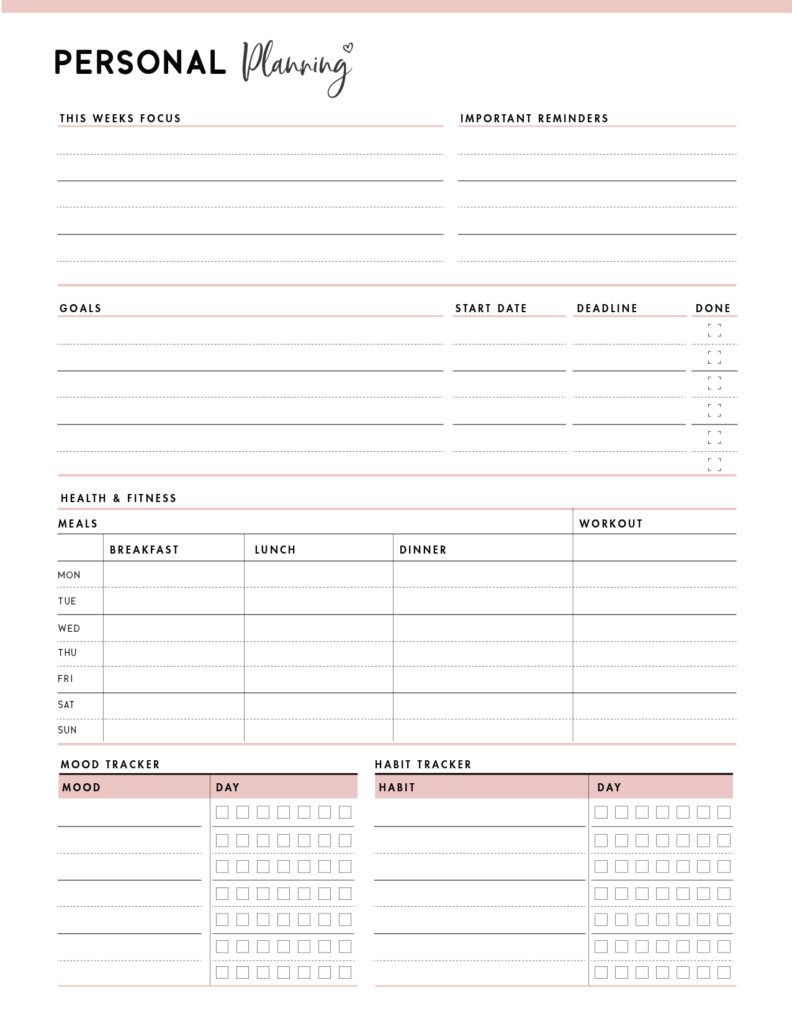 Free printable personal growth plan template